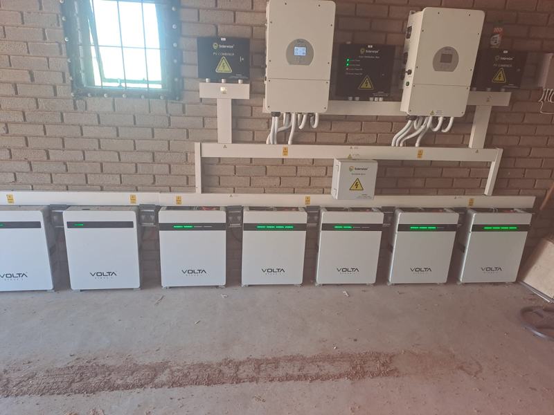 Two Deye hybrid inverters with seven Volta lithium batteries