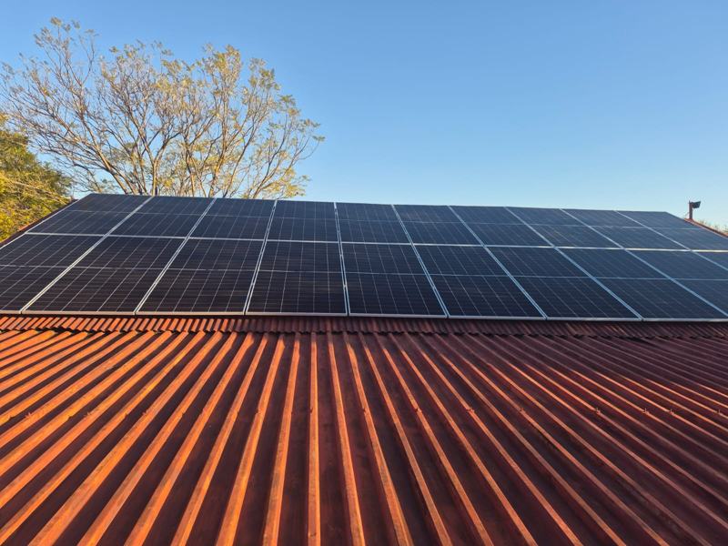 Large solar array on a corrugated iron roof
